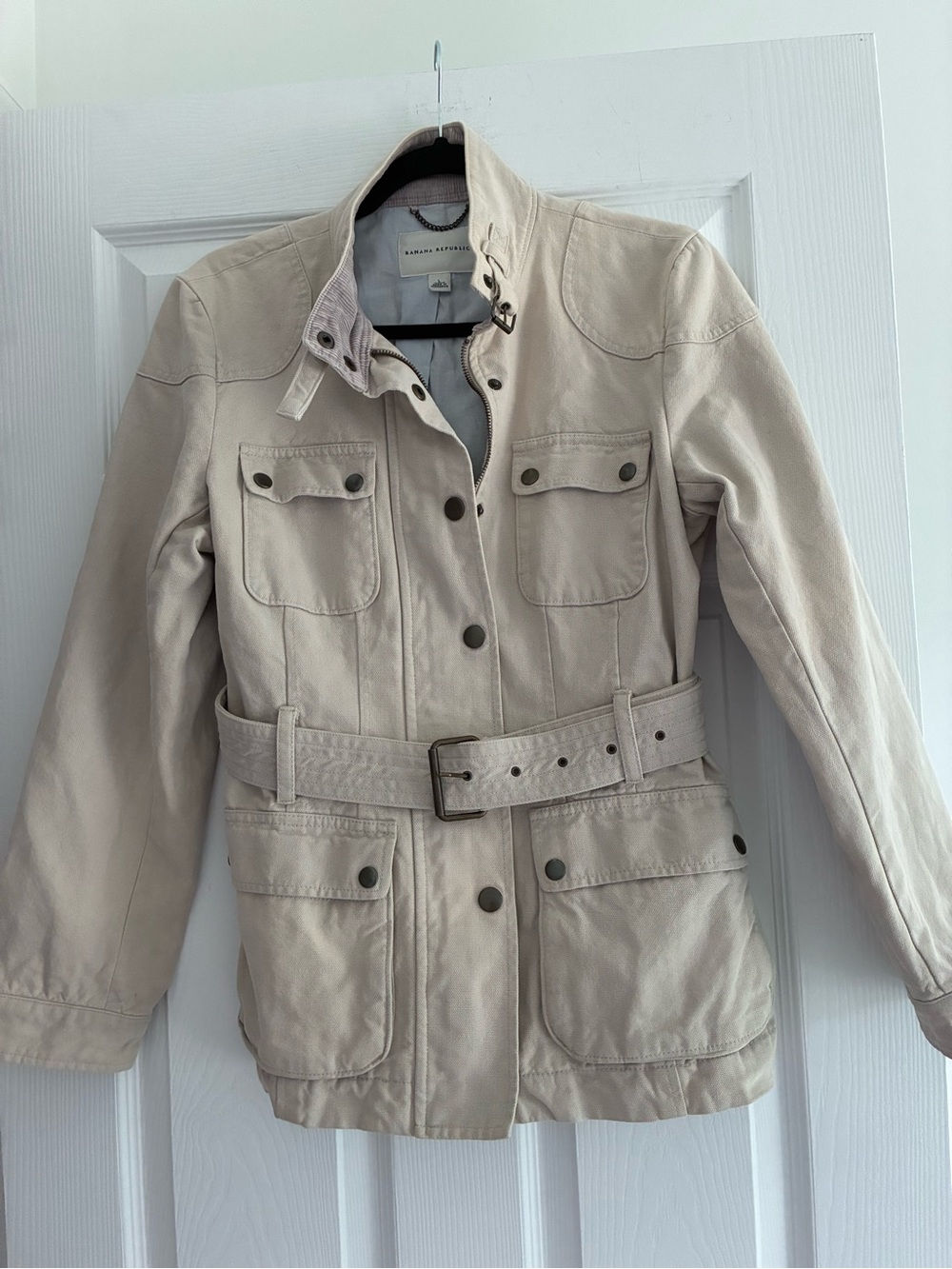 Banana Republic Safari Jacket Women's Large Cotton Canvas Belted